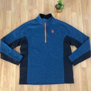 SPYDER Outbound 1/2 Zip Pullover Core Sweater Blue/Black/Orange